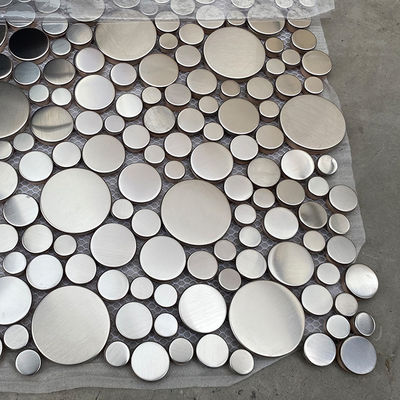 Stainless Steel Silver Mosaic Tiles Bathroom 8mm Metallic Penny Tile Grand Metal