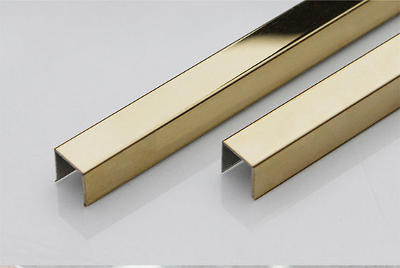 Gold 316 Stainless Steel Tile Trim 20mm U Shaped Mirror Trim 0.5mm~3mm Thick